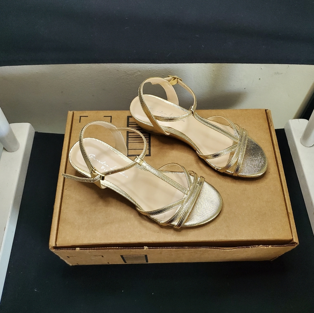PARADOX LONDON Womens Tessa Wedge Sandal Size 5, Champagne - Picture 2 of 11